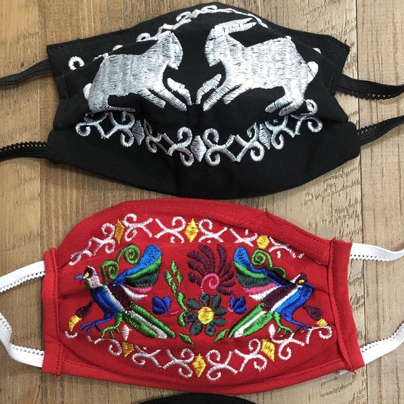 3 Pack Mexican Otomi Face Mask Embroidered Animals - Picture 2 of 5
